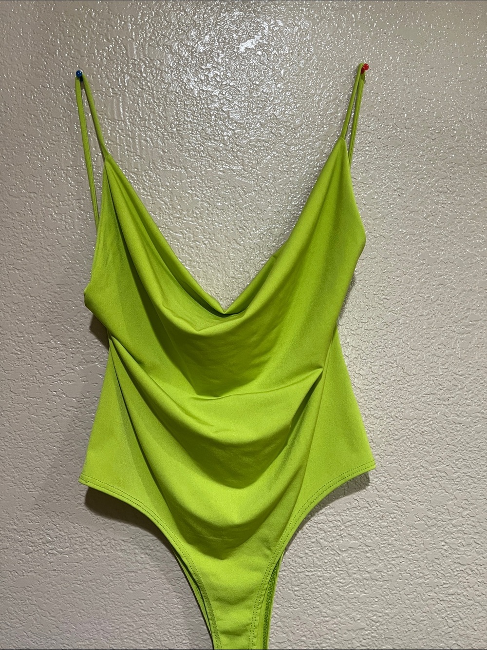 Women's Neon Lime Cowl Neck Bodysuit - Brand: